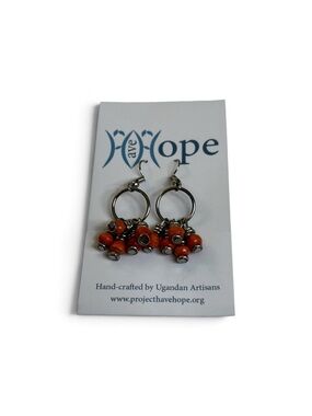 Handcrafted Beaded Open Hoop Dangle Earrings. Available in 3 colors.